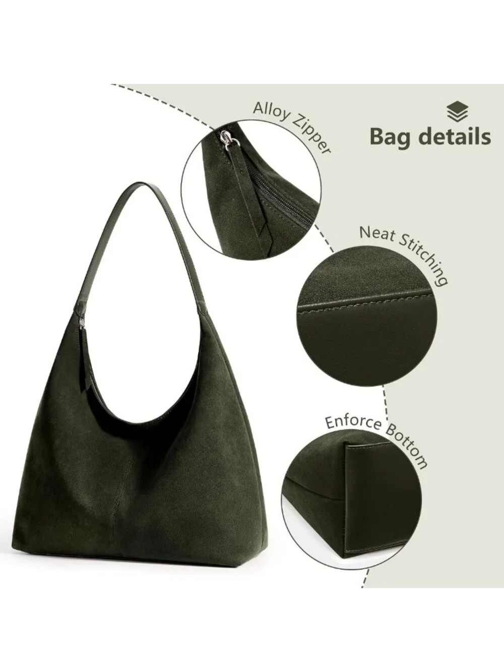 Stylish Vegan Leather Slouchy Tote Bag | 18L Hobo Purse with Zipper & Pockets